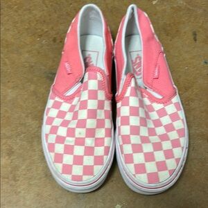 Vans Excellent Condition Pink Checkered Slip-On Shoes Adorable size 6